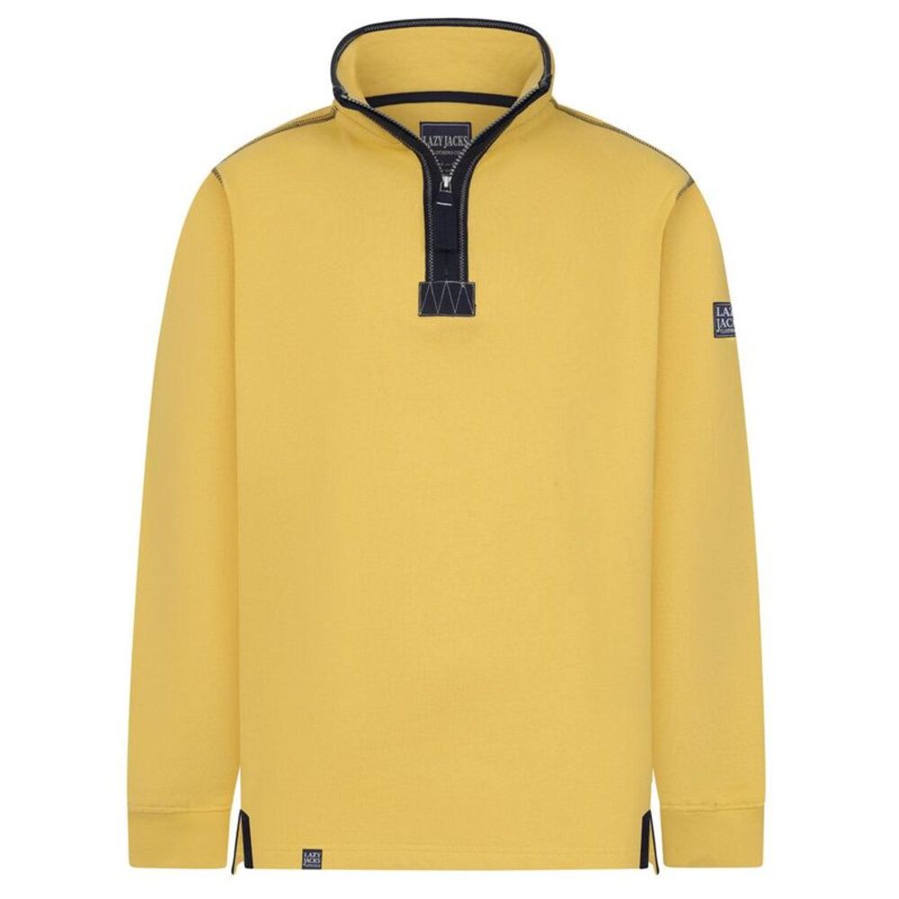 Lazy Jacks Mens Quarter Zip Sweatshirt / Lemon
